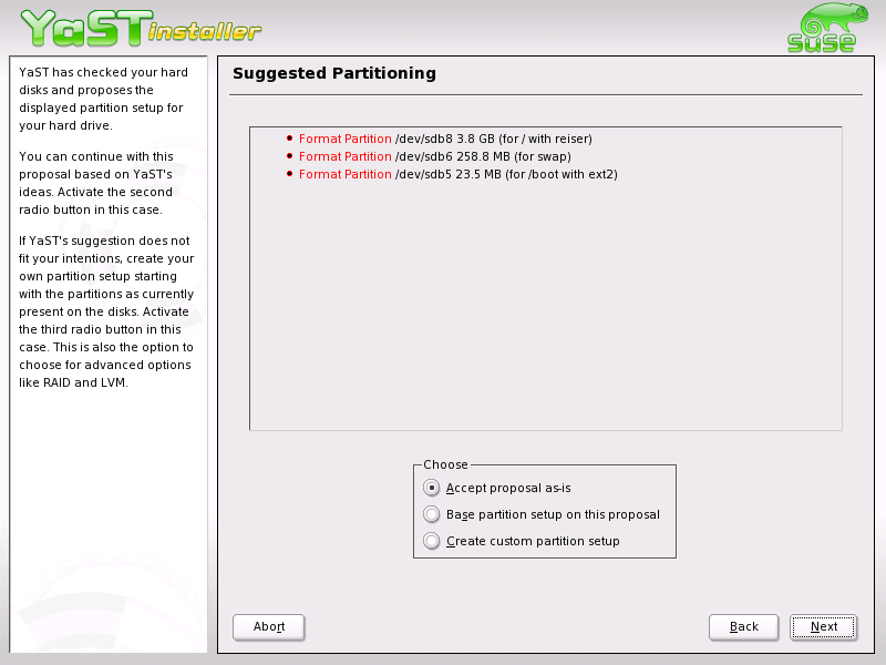 Editing the Partitioning Setup