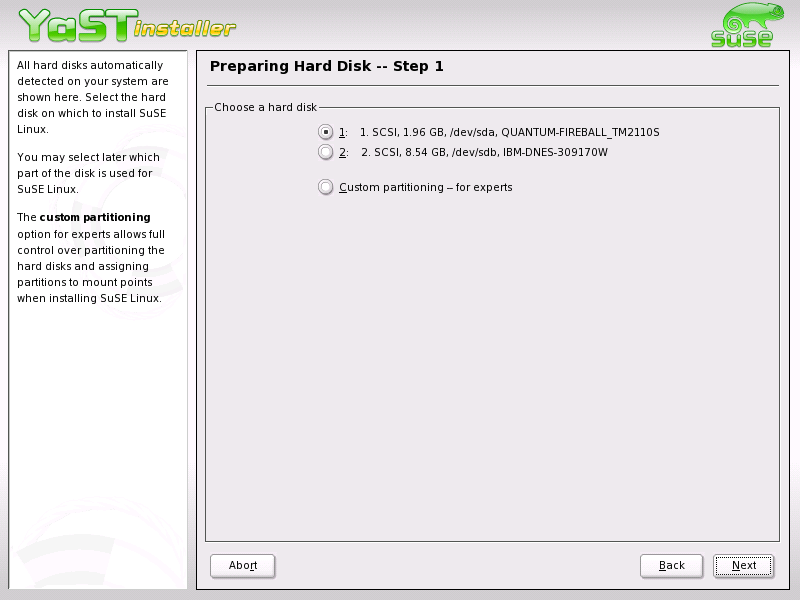 Selecting the Hard Disk