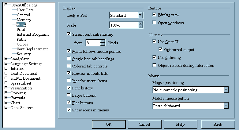 The Options Dialog